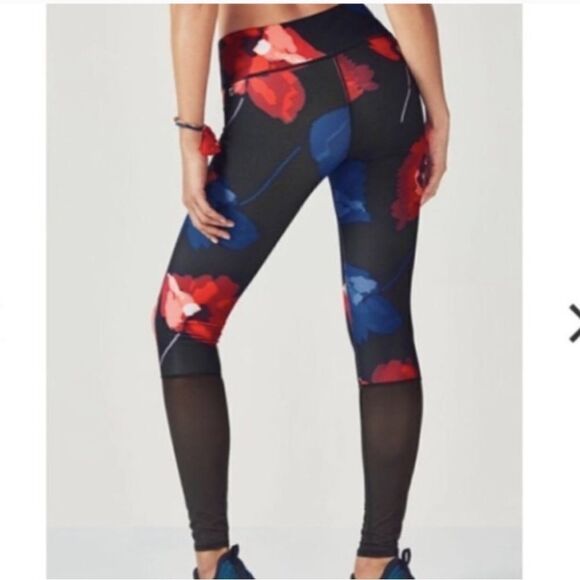 Fabletics Phillipa Mesh PowerHold Leggings Floral- Size Small - Picture 2 of 8